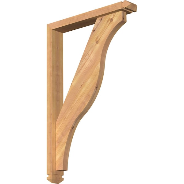 Ekena Millwork Funston Arts and Crafts Smooth Bracket w/ Offset Brace, Western Red Cedar, 3 1/2"W x 22"D x 34"H BKT0402X22X34FST03SWR - main